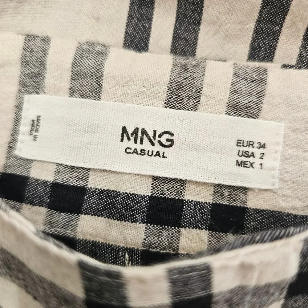 MNG Plaid Trouser Black Cream Size 2